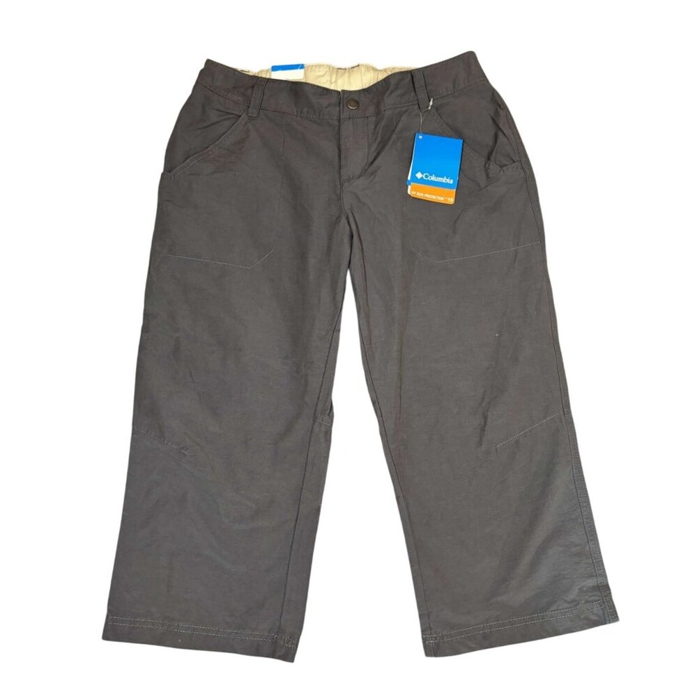 Columbia Womens Arch Cape Capri Pants Modern Classic Fit Gray Cotton Blend - 8